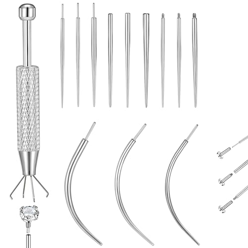 MACACHII 14G 16G 18G Kit Pince Piercing Aiguilles Taper Ball Grabber D'outils et Accessoires de Acier Inoxydable Percage Threader Insertion Tool Pour Oreille...