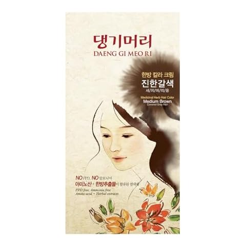 Daeng Gi Meo Ri – Korean Herbal Hair Dye Color Cream [Medium Brown] - PPD-Free Gray Coverage, Hair Protection, High-Keratin Formula, 5 Oz Cover