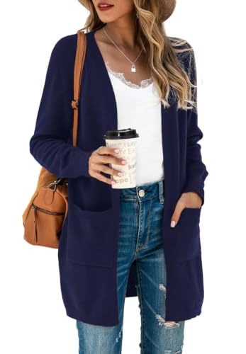 Image of TASAMO Cardigan Sweaters for Women Long Sleeve Open Front Casual Knit Fall Coat Oversized Soft Outwear with Pockets