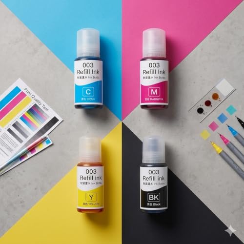 Image of Dtron 001 /003 Compatible Refill Ink 5x70mls for Epson L3150 L3110 L3100 L3151 L3152 L1110 L3115 L3116 L3156 L4150 L6170 L4160 L5190 L6190 L6179 Printers (Black-2 Colour-3) Pack of 5
