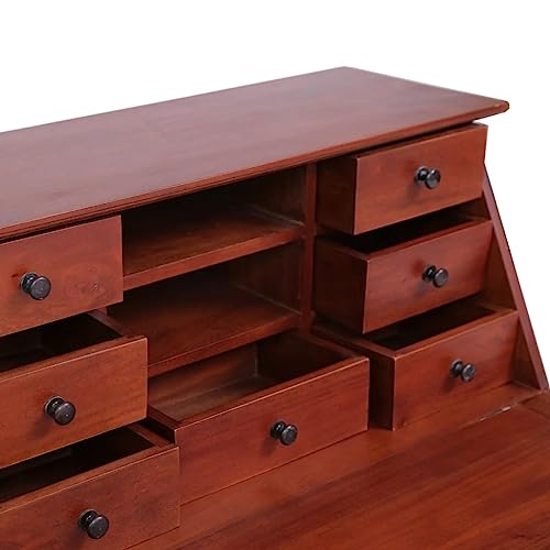 vidaXL Mahagoniholz Massiv Sekretär Schreibtisch Klassisch Bürotisch Arbeitstisch Schreibsekretär Schreibkommode Massivholztisch Braun 78x42x103cm