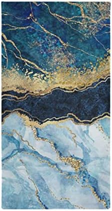 Zwifitt Blue Marble Hand Towel Navy Blue Marble Print with Gold Textured Pattern Face Towel Set of 2, for Bathroom Kitchen Adult