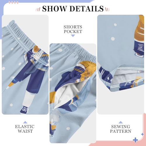 Ice Hockey Snow Boys Long Pants Soft Trousers Elastic Waist Kids Lounge Bottoms with Pockets S-XL4