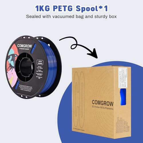 Image of Comgrow PETG 3D Printer Filament 1.75mm, High Precision and Tough 3D Printer Filament (2LBS), Dimensional Accuracy + /- 0.02 mm, Fit Most 3D Printers Dark Blue