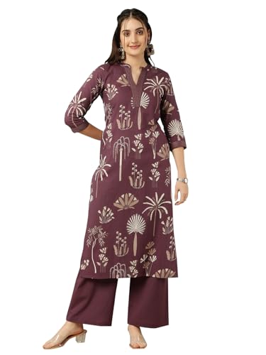 Image of GULMOHAR JAIPUR Women's Rayon Calf Length Printed Straight Kurta Bottom Set