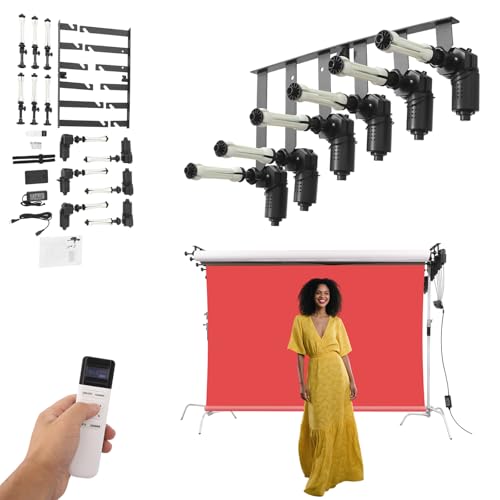 6 Roller Motorized Electric Background Support System Wall Ceiling Mount Backdrop Holder with Remote, Photography Backdrop Wall Mount Roller System for Photo Studio