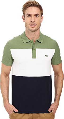 Lacoste Men's Short Sleeve Color Block Textured Pique Polo Lacoste Men's Short Sleeve Color Block Textured Pique Polo