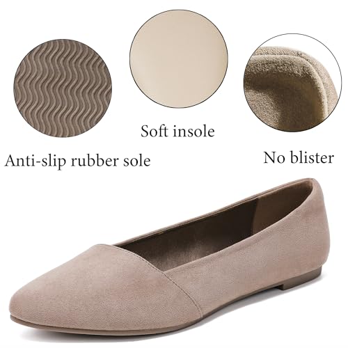 Image of Ataiwee Women's Wide Flat Shoes Pointed Elegant Ballet Flats.