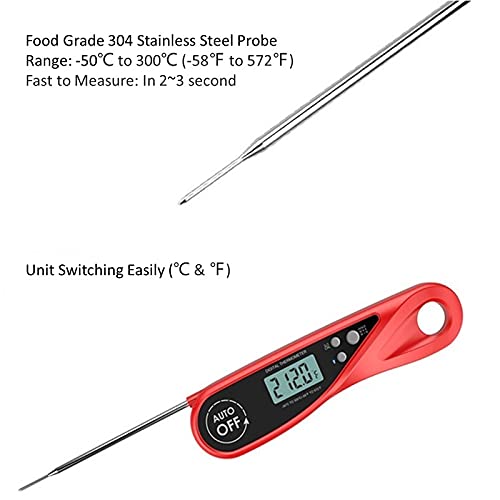 review Helaya Digital Meat Thermometer - Waterproof Instant Read Meat Thermometer with Bright LCD, Magnet, Calibration, and Foldable Probe for BBQ, Grilling, Cooking, Baking, Roast Turkey