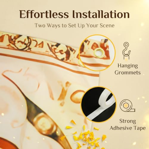 Image of HASTHIP Floral Backdrop Cloth Polyester Background with Traditional Print Colorful Arch Pattern Home Wall Hanging for Pooja Haldi Ceremony Festival Home Decoration