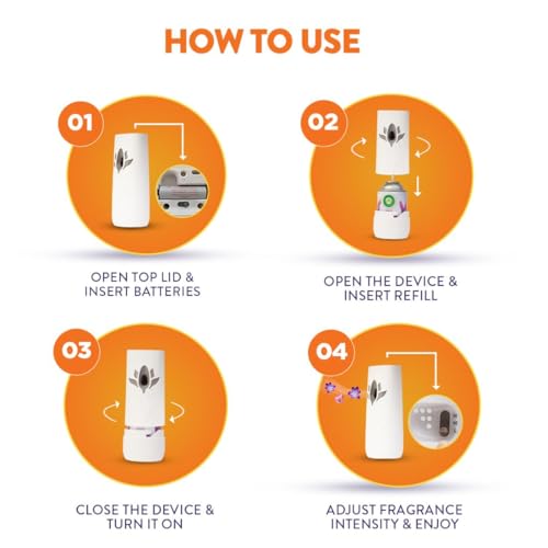 Image of Air Wick 250 ml - Lemon & Orange Blossom, Refill + Automatic Spray| Freshmatic Air Freshener Kit | 2600 Sprays Guaranteed | Automatic Room Freshener, Bathroom Freshener and Room Spray