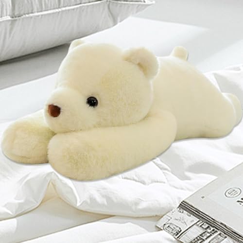 MeHoo Weighted Stuffed Animal, Anxiety Gewichtskuscheltiere 1.5KG, 60CM Gewicht Kuscheltier Groß Gewichtetes Plüschtier Umarmen Kissen Niedliche Plüschpuppe für Geburtstag (Weißer Bär)