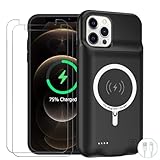 Battery Case for iPhone 12 Pro Max , Enhanced 12000mAh Portable Protective Wireless Charging Case Support Carplay Compatible with iPhone 12 Pro Max(6.7 inch) Rechargeable Battery Charger Cover(Black)