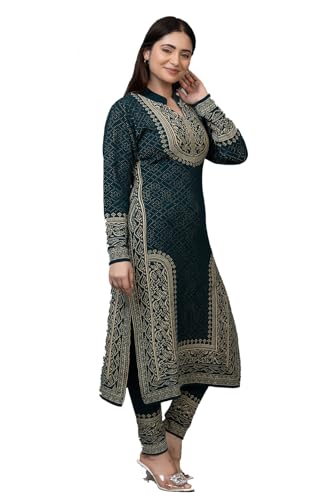 Image of ColorChakra Woolen Kurta Palazzo Set for Womens Winter wear Wool Kurti Sizes M to 4XL