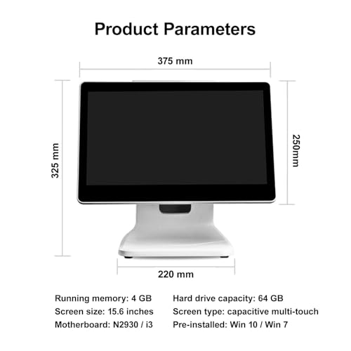 Image of POS System, POS Cash Register with 15 Inch Touch Screen, CPU N2930, 4GB RAM, 64GB SSD, Windows 10 for Retail, Restaurant, Retail, Cafe, Club,pos,pos System