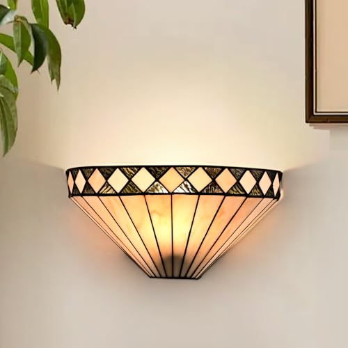 Image of DEYNITE Tiffany Wall Sconces Stained Glass Antique Vintage Mission Style Wall Light for Living Room Bedroom Bathroom Hallway Home Decor