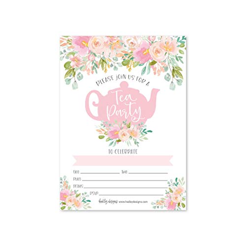 Image of Hadley Designs Kids Birthday Invitations Girl Princess Theme - 25 Princess Birthday Party Invitations For Girls, Royal Invites For Girls, Cute Tea Party Supplies, Made in USA