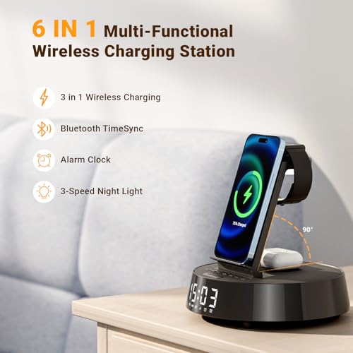 Alarm Clock with Wireless Charging Station, Clock for Bedroom - image 2