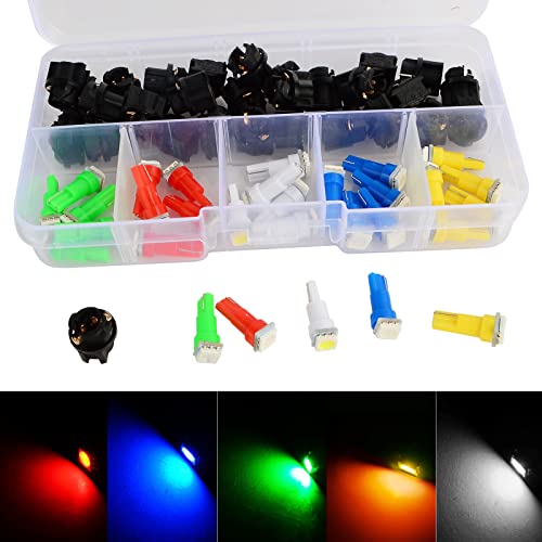 BeiLan Ampoules LED T5 74 70 37 17 2721 3825 PC74 PC37 1LED SMD5050 pour indicateurs de tableau de bord de tableau de bord de tableau de bord de voiture