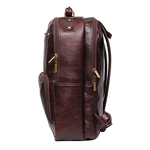Image of RICHSIGN LEATHER ACCESSORIES Genuine Leather Laptop Backpack Bag For Men And Women, College, Office, Travel Use | 15.6 Inch Laptop Compartment