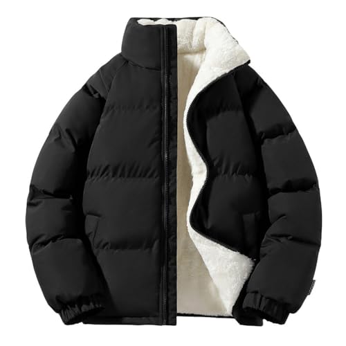 Oanviso Herren Steppjacke Winter Unisex Einfarbige Warme Gefüttert Jacke Verdickte Padded Jacket Outdoor Mantel Casual Übergangsjacke Winterjacke Parka Daunenjacke A Schwarz S