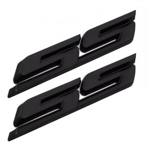 Image of 2Pcs Slant SS Emblems Side Car Badge Decal Compatible with Chevy Camaro Impala Malibu Holden 2010-2026 (Matte Black)
