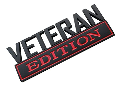 Image of 1x 7 Large Veteran Edition VA Emblem Badges Decal Car Flag Military Replacement for F150 F250 F350 Chevy Silverado 1500 2500 Chevrolet C10 C15 (Black Red)