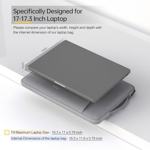 iKammo 17.3 Inch Laptop Case Bag for HP 17.3 / Envy 17 17t/ Pavilion 17, for Acer Nitro 5 17.3"/ Predator 17, for Lenovo IdeaPad 3 17,VivoBook Pro 17 Carrying Protective Case(Light Grey)