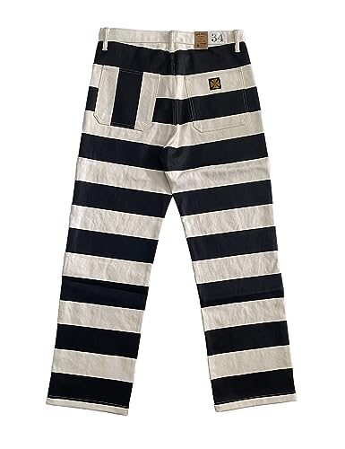 16oz Canvas Prison Stripe Biker Pants