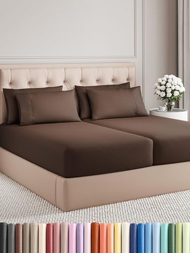 Split King Bed Sheet Set - 7 Piece Split King Bed Sheet Set - Soft Hotel Luxury Bedding - Cooling