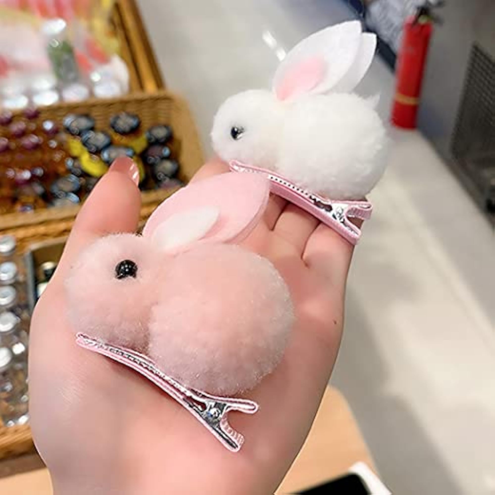 Cute Rabbit Hair Barrette Clip Set, 5pcs Vintage Fashion
