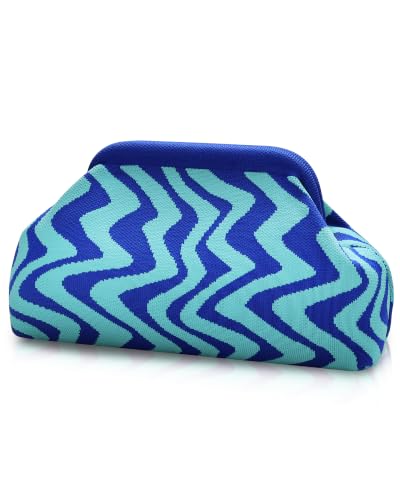 Image of Woven Clutch Purses for Woman,Summer Beach Purse for Vacation, Woven Striped Dumpling Bag,Crochet Evening Handbag