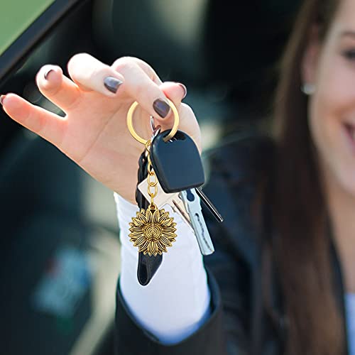 Sunflower Keychain With Engraved Hidden Message Pendant, You Are My Sunshine Keyring, Keychain Gift Supplies For Her (Gold) #TOP5