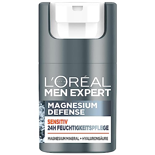 L'Oréal Men Expert Sensitiv Gesichtspflege für Männer, Beruhigende Feuchtigkeitscreme für empfindliche Haut, Gesichtscreme für Herren mit Magnesium und Hyaluronsäure, Magnesium Defense, 1 x 50 ml 2