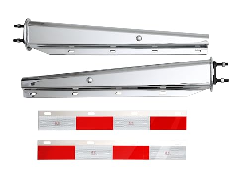 Chrome Straight Spring Loaded Mud Flap Hanger 2.5 Bolt Spacing 30 Length.13inch Length Enhanced Spring Inside. with 2pcs Reflective Plate