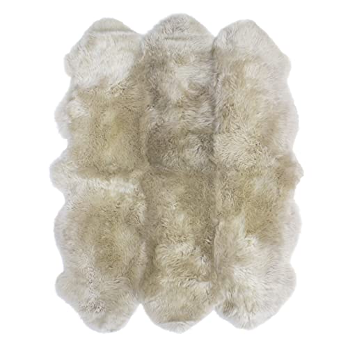 クラフトワークス ムートンラグ 天然 オーストラリア産 長毛 6匹物 ラグ リネン 140×180cm 洗える 日本製 NF006LI