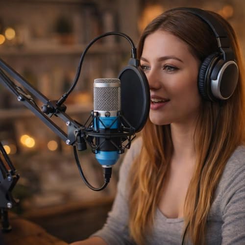 Image of MOCKING BIRD BM800 Condenser Microphone Kit with Adjustable Suspension Scissor Arm Stand, Shock Mount & Dual-Layer Pop Filter - Professional Studio Recording Set for YouTube, Podcasting, Gaming