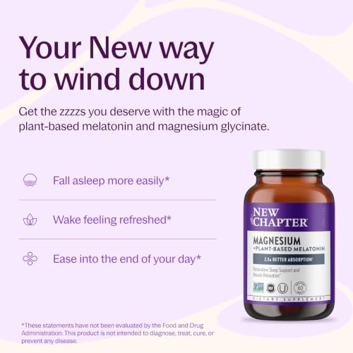 New Chapter Magnesium & Plant-Based Melatonin Supplement, 60 Tablets - image 2