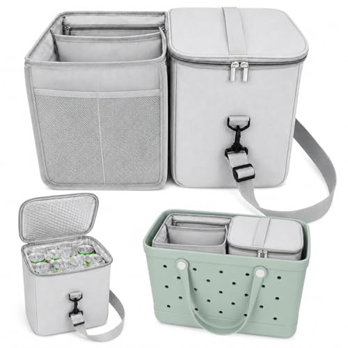 2-in-1 Cooler Organizer Insert Compatible with X Large Bogg Bag No More Mess & Leaks Beach & Pool Organizer for Travel & Picnic Leak-Proof PEVA Insulated Cooler with Mesh Divider