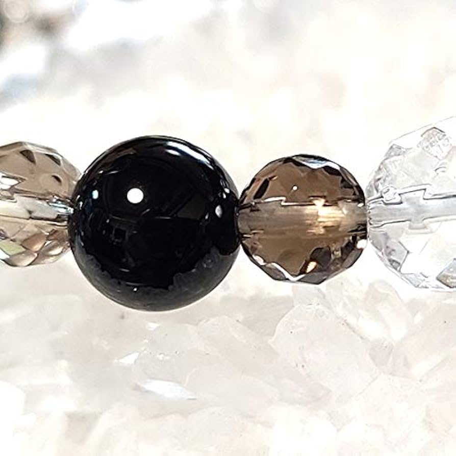 魔除けブレスレット 魔除け☆厄除け/オブシディアン&夜桜瑪瑙&オニキス デザイン