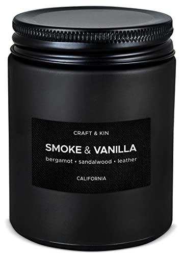 Scented Candles for Men | Smoke & Vanilla Scented Candle | Soy Candles for Home Scented | Aromatherapy Candle Men Candles | Candle for Men Candles | Long Lasting Candles | Vanilla Candle in Black Jar