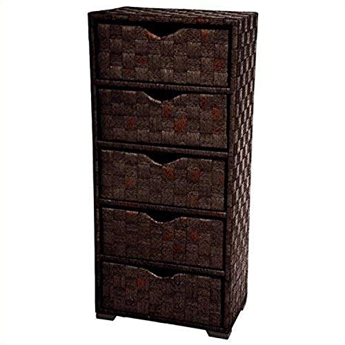 Oriental Furniture Natural Fiber Chest of Drawers - Five Drawer - Mocha