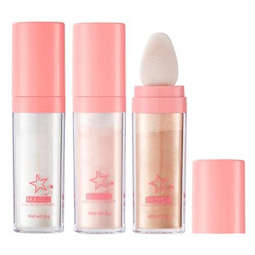 Body Glitter, Shimmer Face And Body Highlighter Powder With Sponge Head, High Gloss Fairy Glitter Sparkle Powder,Brightens Makeup Stick For Face Body Hair Cosmetic #TOP9