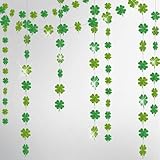 Cheerland Shamrock Garland Lucky Four-Leaf Clover Banner Hanging Party Decoration 4 Leaf Green Streamer Decor and Supplies for St. Patricks Day St. Paddys Decoration Office Classroom Spring Decor 52Ft