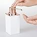 mDesign Square Plastic Bathroom Vanity Countertop Accessory Set - Includes Soap Dispenser Pump, Divided Toothbrush Holder, Tumbler Rinsing Cup, Soap Dish - 4 Pieces - White/Rose Gold