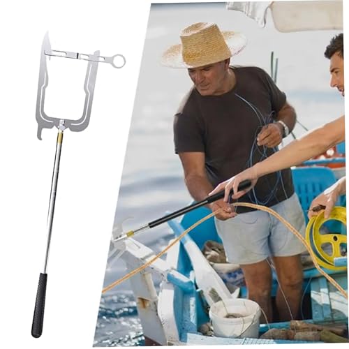 Ganci per barche per attracco, gancio telescopico a forma di U, gancio per ormeggio in metallo con manico antiscivolo, palo portatile