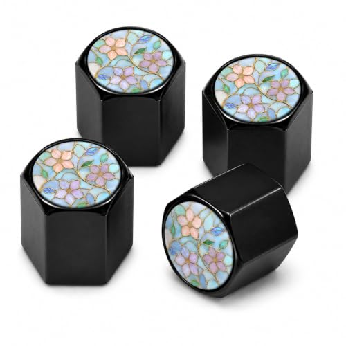 Npzgsy Stained Glass Floral Valve Caps