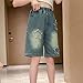 Girls Baggy Jeans Shorts Y2k Hip Hop Streetwear Denim Shorts Unisex Kid Vintage Fashion Bermuda (Blue, 5-6 Years)
