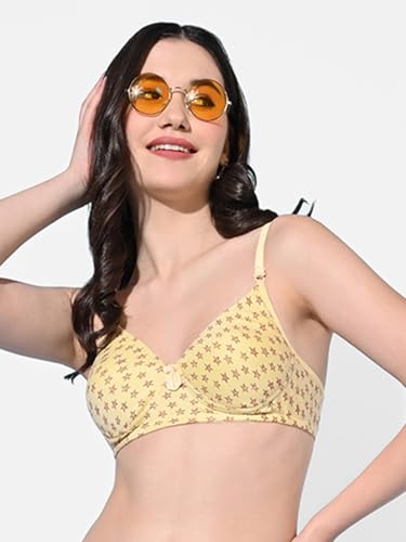 Image of FIMS - Fashion is my style Women Cotton Blend Padded Non-Wired Everyday Bra Pack of 1 Cup- B Multicolor