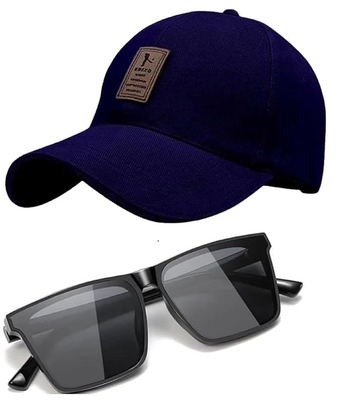 Stylish Cotton Blend, Summer All Season Sports, Cricket, Branded, Adjustable Buckle Baseball Cap & 100% UV Protected Unisex Sunglasses Combo for Men & Boys Pack of 2-image-47